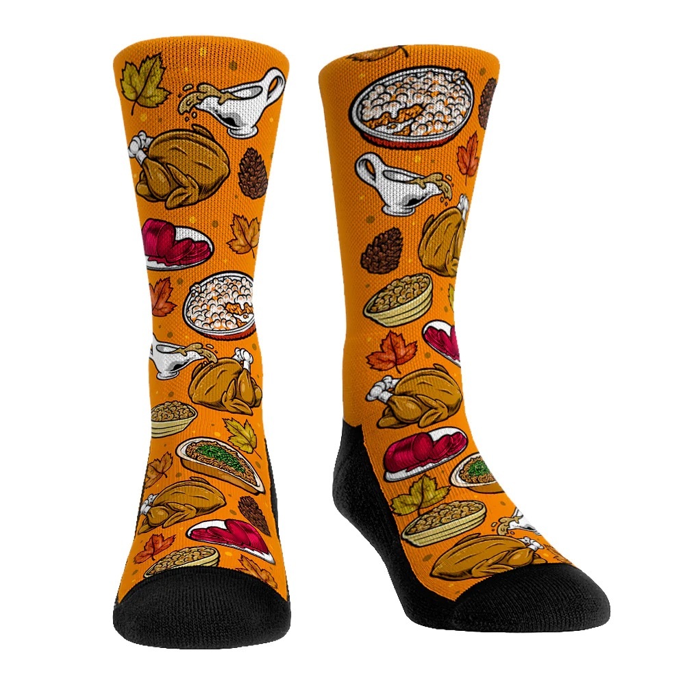 NWT Rock Em THANKSGIVING All-Over socks L/XL